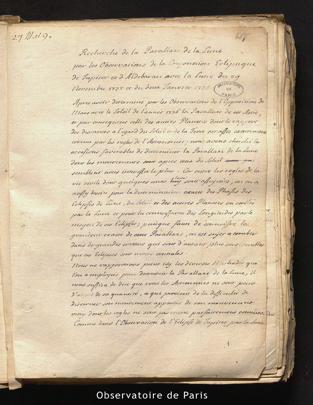 CASSINI II. Recherche de la parallaxe de la Lune par les observations de la conjonction écliptique de Jupiter et Aldebaran avec la Lune le 29 nov 1737 et le 2 janvier 1738