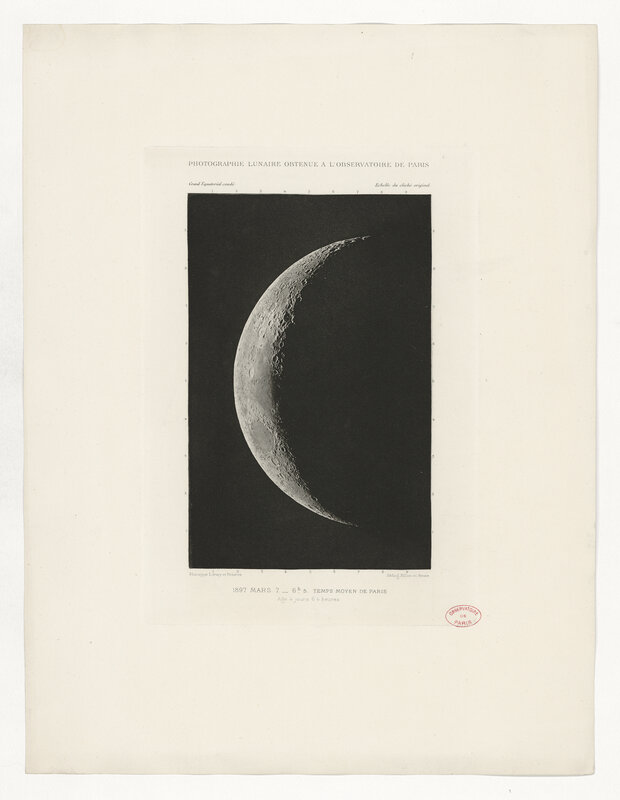 Photographie lunaire obtenue à l’Observatoire de Paris. 1897, mars 7 – 6h,5 temps moyen de Paris. Age 4 jours 6,4 heures (titre original)