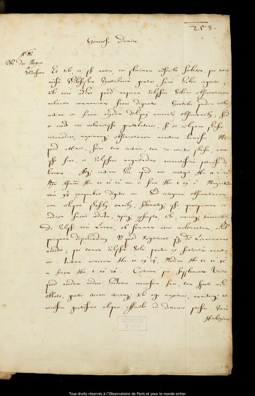 Lettre de Jan Heweliusz à Pierre Des Noyers, Gdansk, 18 mai 1652