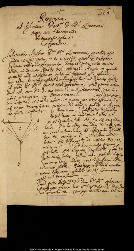 Texte manuscrit de Balthasar Conrad, Wroclaw, 28 juillet 1652