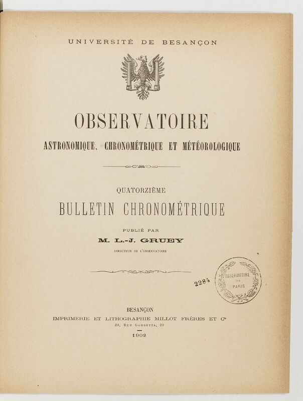 (1902) Observatoire astronomique, chronométrique et météorologique de Besançon