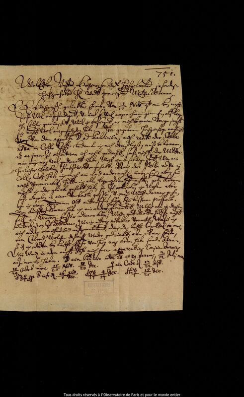 Lettre de Caspar March à Jan Heweliusz, Rostock, 13 novembre 1661