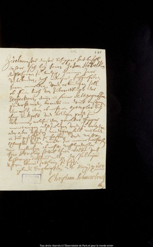 Lettre de Christian Schauwbruck à Jan Heweliusz, 26 mai 1650