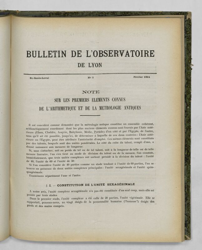 (1914) Bulletin de l'Observatoire de Lyon