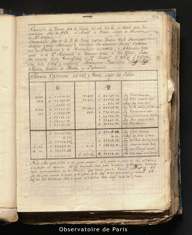 MESSIER, CASSINI III et PASSEMENT. Transition de Vénus par le disque du Soleil au matin du 6 juin 1761 au méridien de Paris, selon la théorie de M. Cassini.