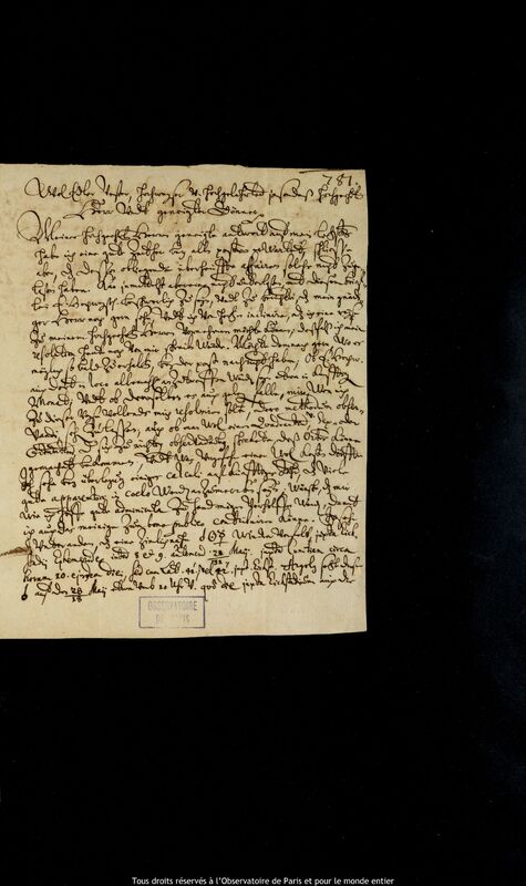 Lettre de Caspar March à Jan Heweliusz, Rostock, 24 juillet 1662