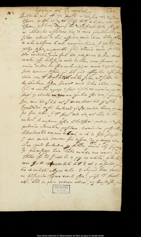 Lettre de Gebhard Himsel à Jan Heweliusz, Tallinn, 27 avril 1650