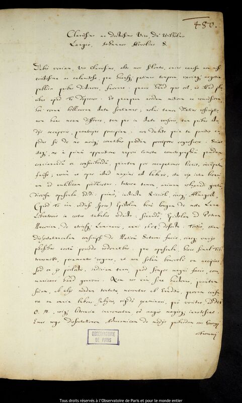 Lettre de Jan Heweliusz à Villum Lange, Gdansk, 30 septembre 1656