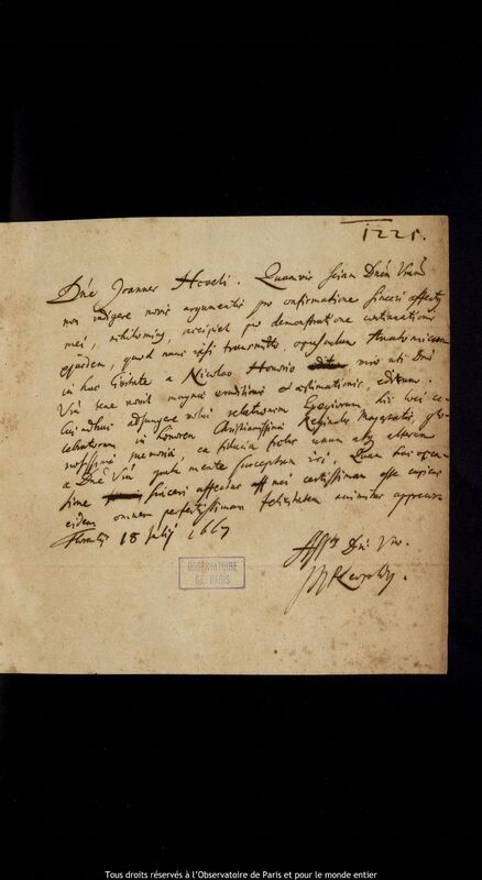 Lettre de Leopoldo de' Medici à Jan Heweliusz, Florence, 16 juillet 1667