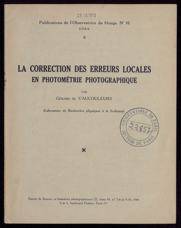 (1944 bis) Publications de l'Observatoire du Houga (Gers)