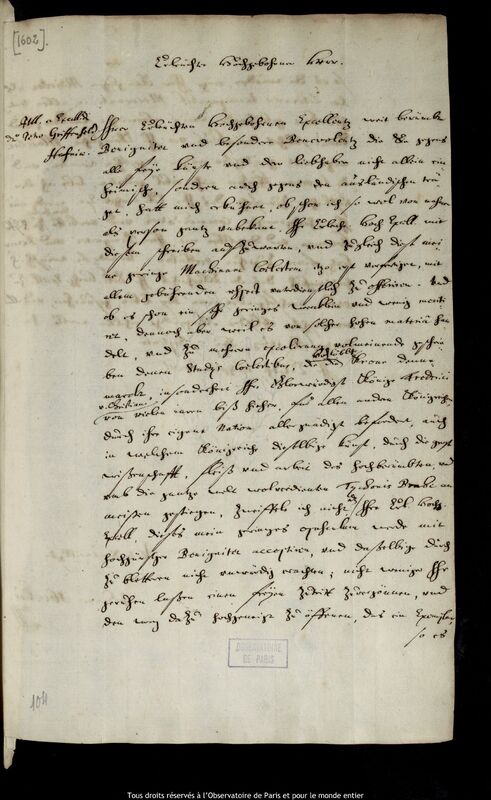 Lettre de Jan Heweliusz à Peder Schumacher Griffenfeld, Gdansk, 5 septembre 1673