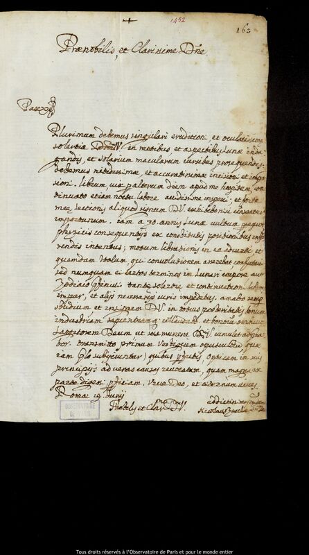 Lettre de Niccolò Zucchi à Jan Heweliusz, Rome, 19 juin 1649