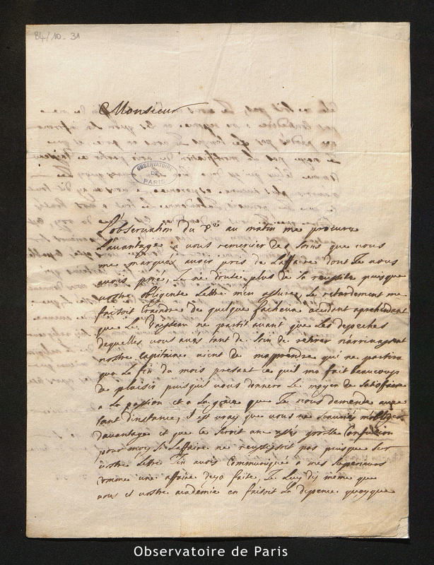 Lettre de Feuillée à Cassini I, Marseille le 8 juin 1700