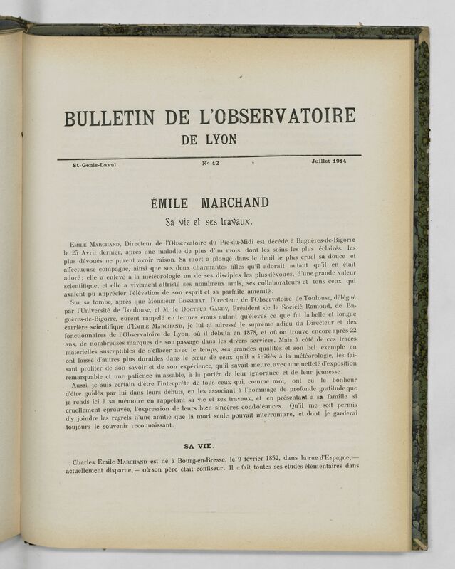 (1914) Bulletin de l'Observatoire de Lyon