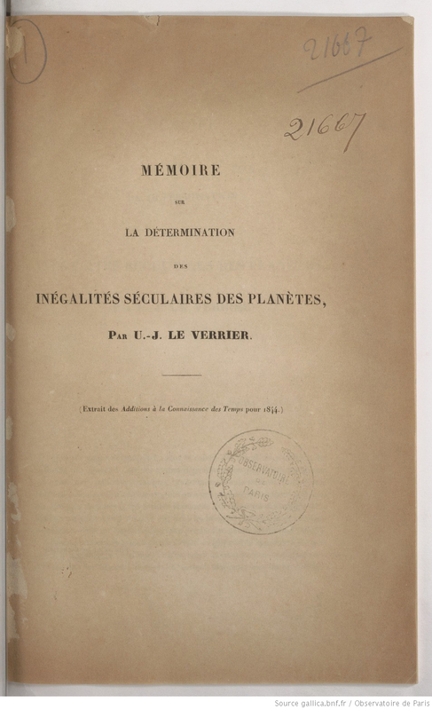 Mémoire sur la détermination des inégalités séculaires des planètes