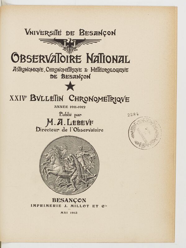 (1913) Observatoire national astronomique, chronométrique et météorologique de Besançon