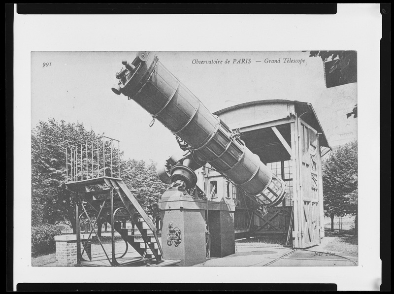 Télescope de 1m20 installé à l'Observatoire de Paris vers 1880, construit par Einchens - Ouverture : 1m20, distance focale : 7m20, poids : 10000Kg (miroir de Martin) - (titre forgé)