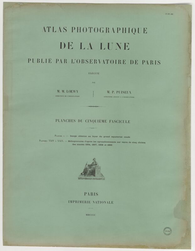 Cinquième fascicule, Atlas photographique de la lune publié par l'Observatoire de Paris