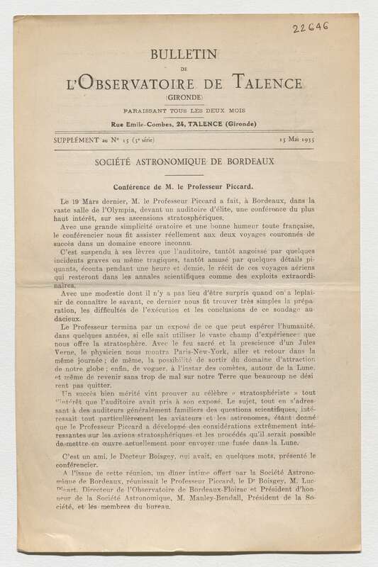 (1935) Bulletin de l'Observatoire de Talence, 3e série