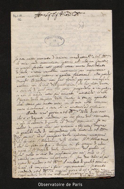 Lettre de Manfredi à Cassini I, Bologne le 21 juin 1702