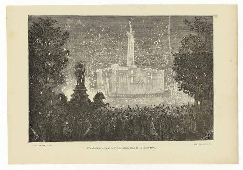 Feu d'artifice avenue de l'Observatoire [fête du 14 juillet 1880] (titre original)