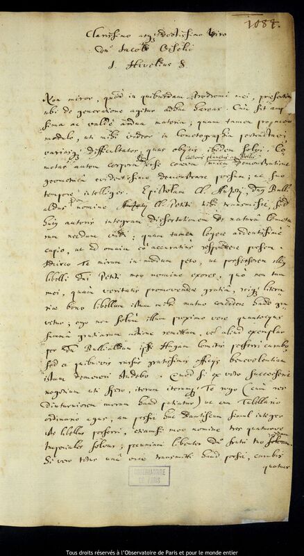 Lettre de Jan Heweliusz à Jacques Oisel, Gdansk, 29 décembre 1665