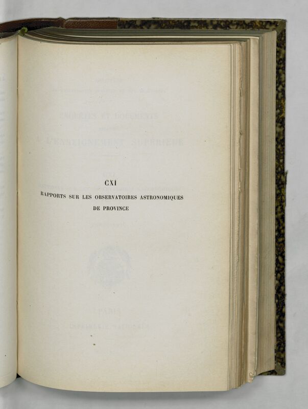 (1915) Rapport sur les observatoires astronomiques de province