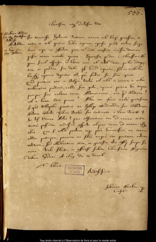 Lettre de Jan Heweliusz à Abraham Boddens, Gdansk, 31 décembre 1659