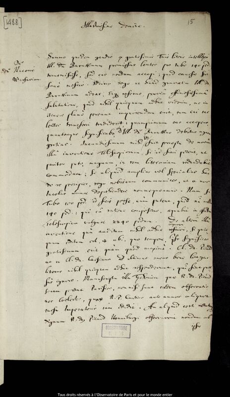 Lettre de Jan Heweliusz à Pierre Des Noyers, Gdansk, 27 février 1672