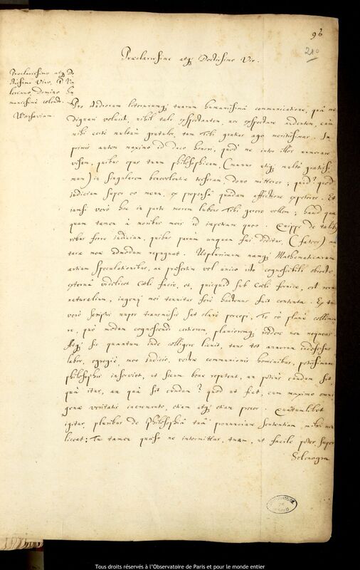 Lettre de Jan Heweliusz à Valeriano Magni, Gdansk, 9 mars 1648