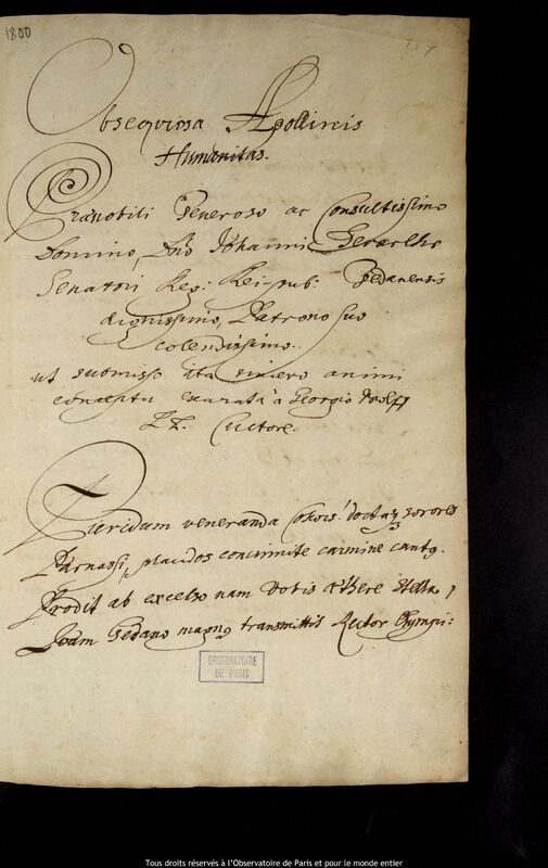 Texte manuscrit de Georg Wolff, Gdansk, 1677