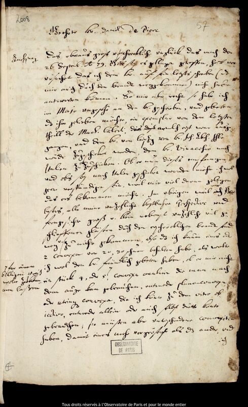 Lettre de Jan Heweliusz à Daniel Depiere, Gdansk, 1678