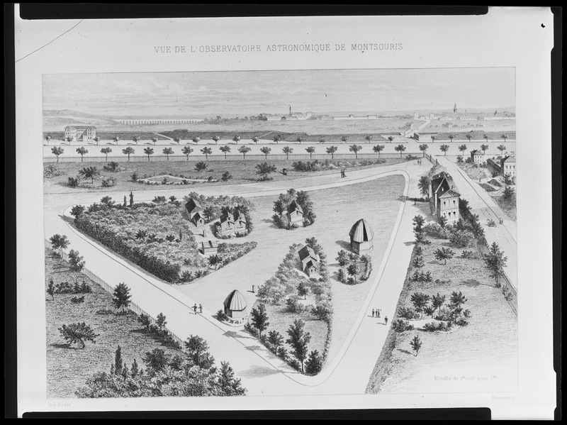 Vue de l'Observatoire Astronomique de Montsouris. Dessin - Annales du Bureau des Longitudes pour 1877 (titre forgé)