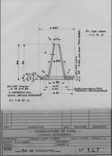 Plan de cône de focalisation de caméra électronique (1962)