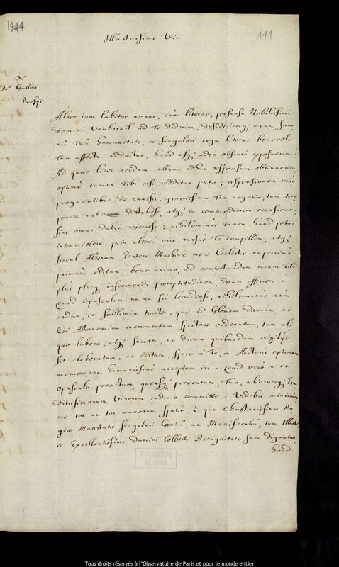 Lettre de Jan Heweliusz à Jean Gallois, Gdansk, 24 avril 1679