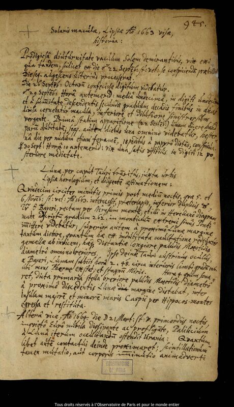 Texte manuscrit de Johann Abraham Ihle, Leipzig, 21 mars 1664