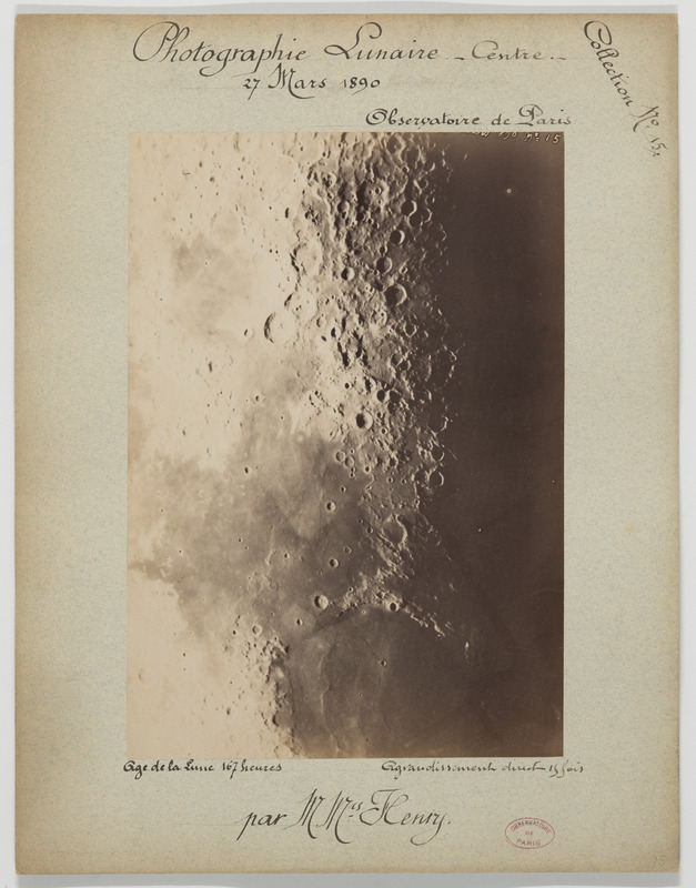 Photographie lunaire, par MM. Henry. Centre, 27 mars 1890, âge de la lune 167 heures, agrandissement direct 15 fois (titre original)