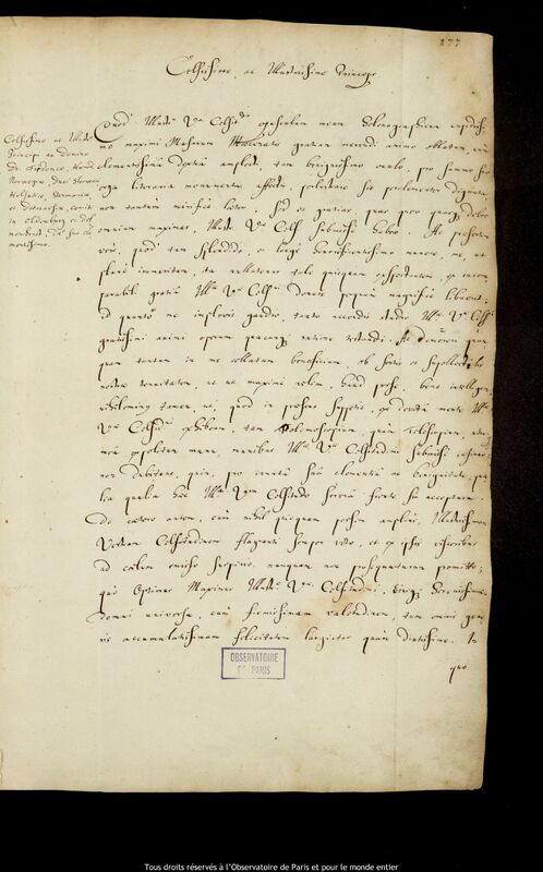 Lettre de Jan Heweliusz à Frédéric III (duc du Schleswig-Holstein-Gottorf), Gdansk, août 1650