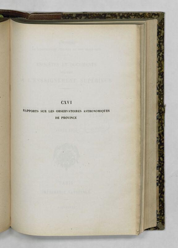 (1920) Rapport sur les observatoires astronomiques de province