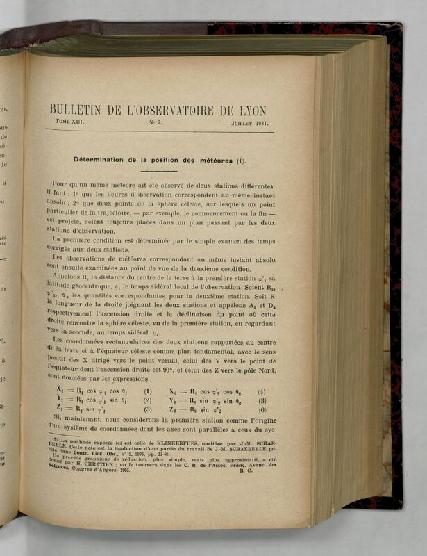 (1931) Bulletin de l'Observatoire de Lyon