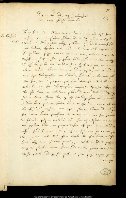 Lettre de Jan Heweliusz à Pierre Gassendi, Gdansk, 24 avril 1648