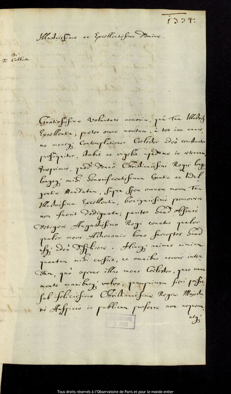 Lettre de Jan Heweliusz à Jean Baptiste Colbert, Gdansk, 23 février 1669