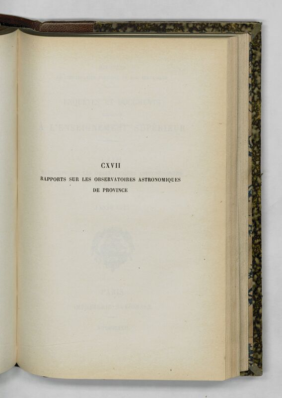 (1921) Rapport sur les observatoires astronomiques de province