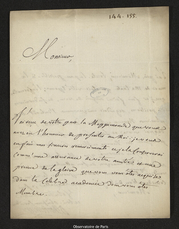 Lettre de B. Charbonnier à Joseph-Nicolas Delisle