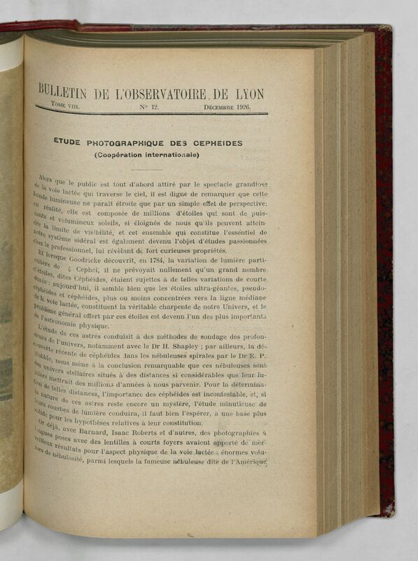 (1926) Bulletin de l'Observatoire de Lyon