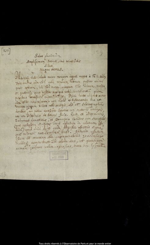 Lettre de Gottfried Zamel à Jan Heweliusz, Elblag, 2 octobre 1673