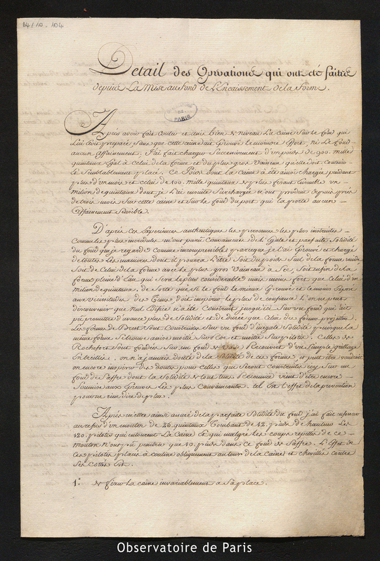 Groignard. Réflexions sur les moyens à mettre la maçonnerie des formes à l'abri de tout événement. Construction des portes.