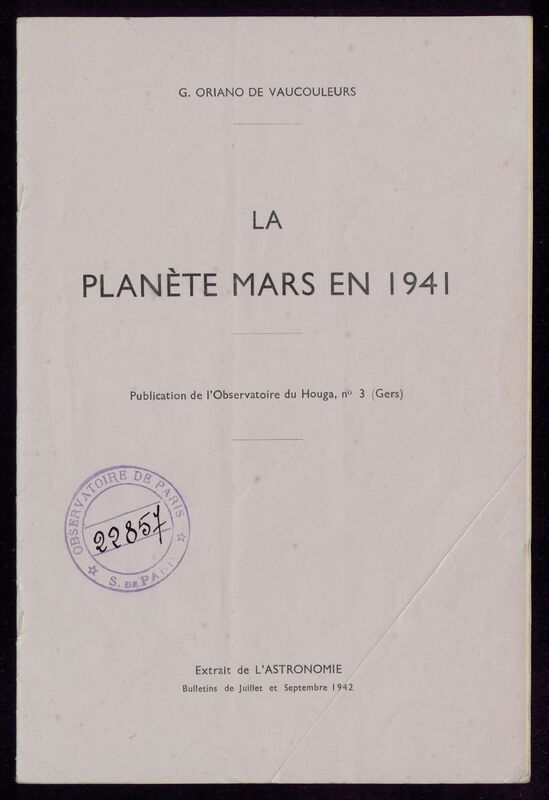 (1942 ter) Publications de l'Observatoire du Houga (Gers)