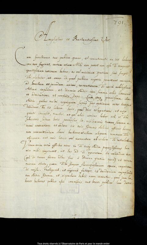 Lettre de Svante Svantesson Banér à Jan Heweliusz, Stockholm, 13 décembre 1662