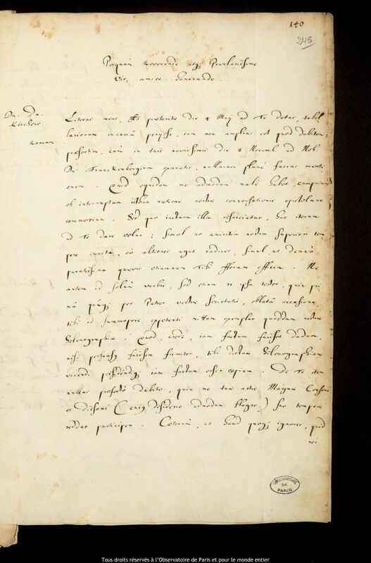 Lettre de Jan Heweliusz à Athanasius Kircher, Gdansk, 7 avril 1649